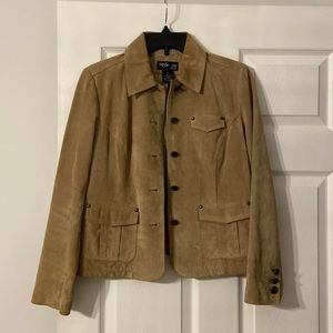 Style & Co Petite Women Jacket excellent condition genuine leather tan color